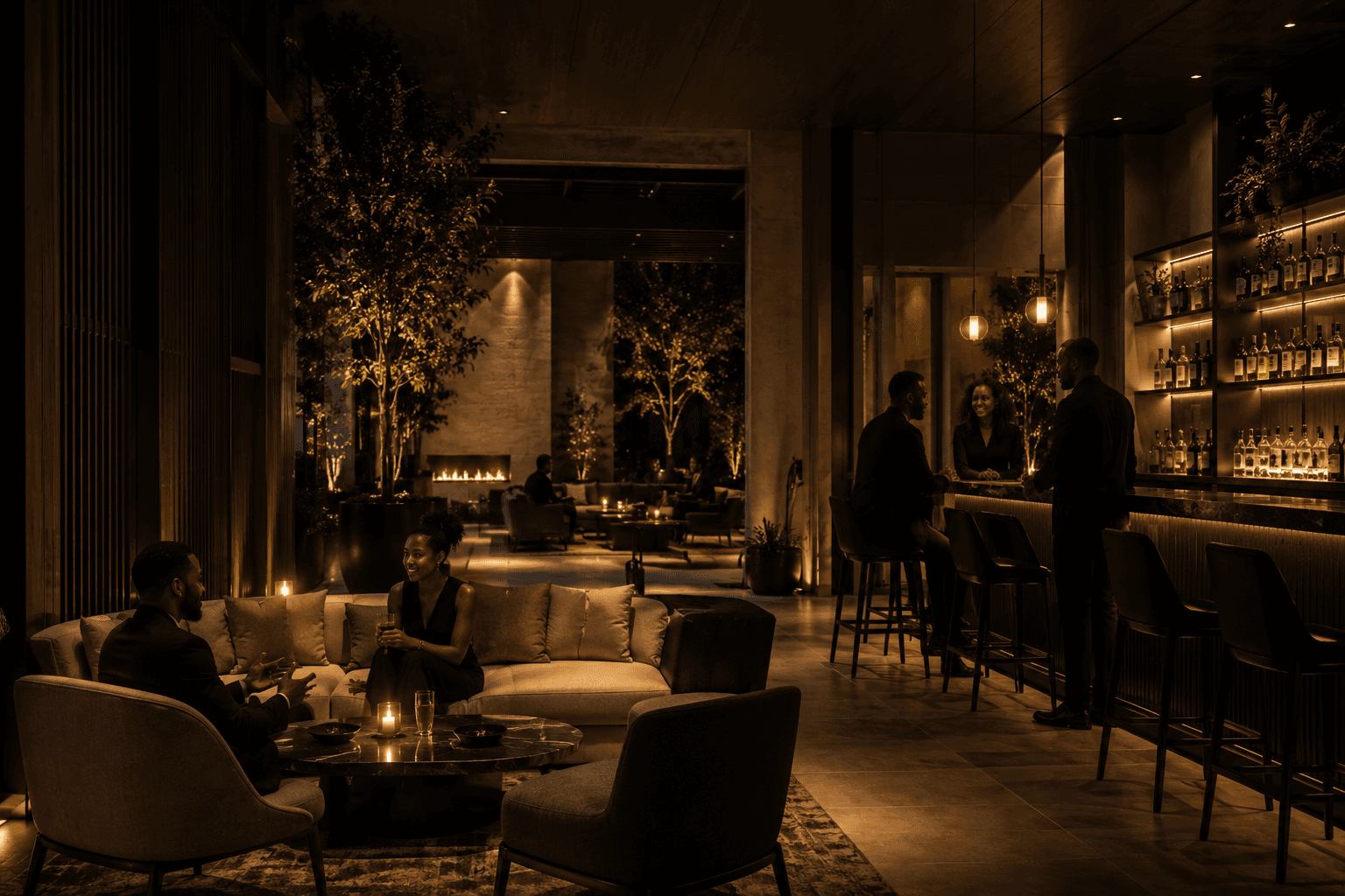 Conceptual evening lounge atmosphere at Le CollectiF